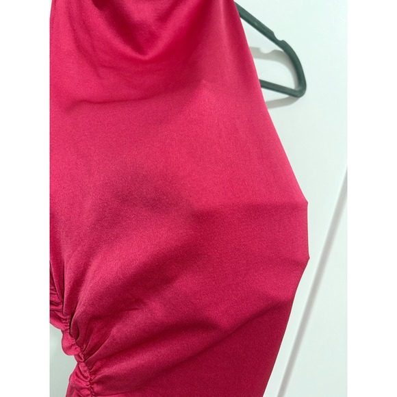 A.L.C. Pink Fuchsia Ruched Halter Midi Dress Sleeveless Cocktail Party Elegant - Picture 8 of 16
